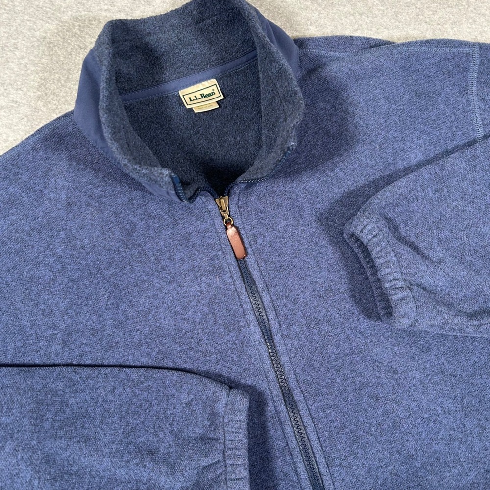 Vintage L.L.Bean Fleece Mens L Blue Full Zip Jacket Made In USA‎ 90s Y2K Boxy